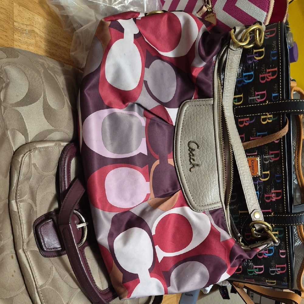 Coach Red and Pink Patterned Shoulder Bag
